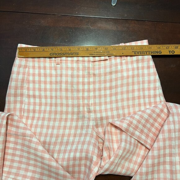 J CREW LINEN PANTS ONLY PINK IVORY GINGHAM 6/4 - Picture 3 of 6